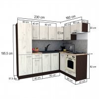 Bucatarie de Colt GENA NEW 3 DR. 160-230, Cu Corp de Cuptor, Wenge / Decor K084